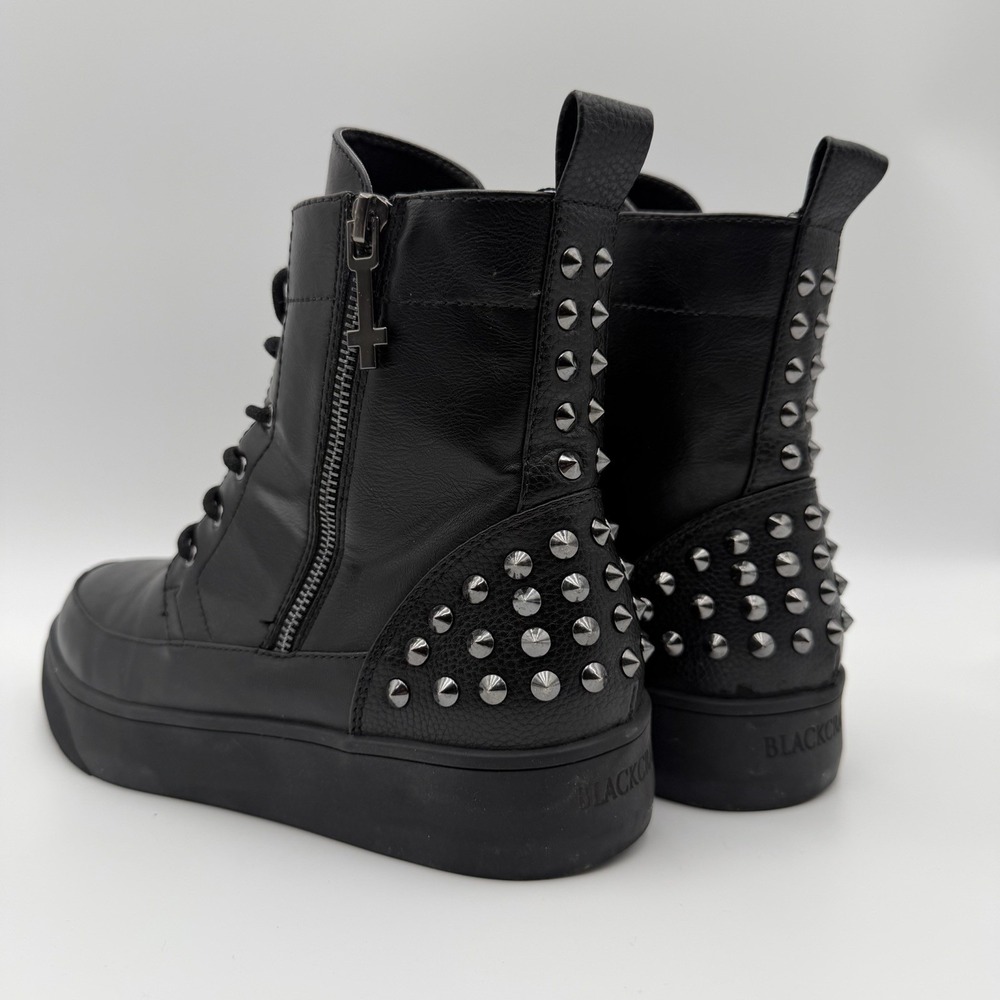 Blackcraft Cult Studded Platform Boots Black Zip Lace Goth Punk Men 11 Women 13
